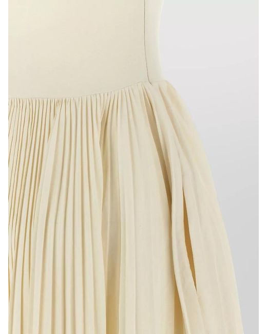 McQueen White Asymmetric Hem Dress Pleated Skirt Sleeveless