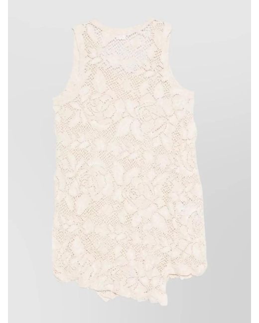 Comme des Garçons Natural Lace Floral Sleeveless Dress Round Neck