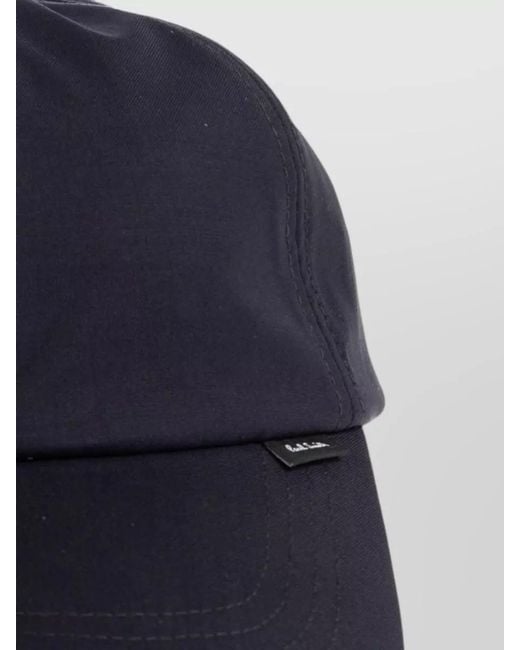 Paul Smith Blue Wool Baseball Cap Curved Peak Eyelets for men