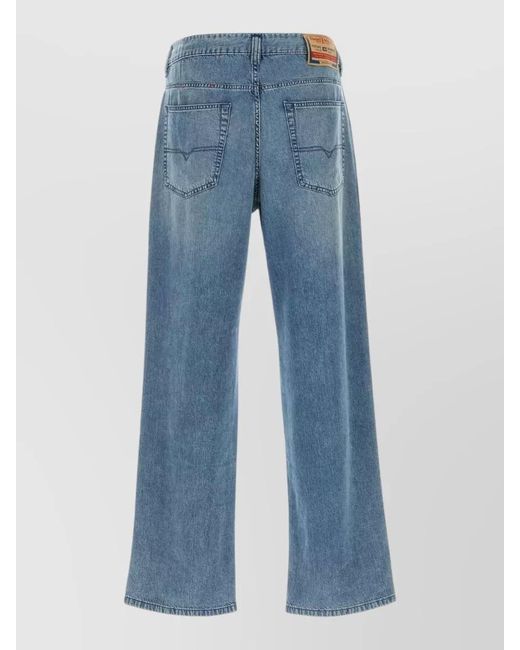 DIESEL Blue Denim Wide-Leg Trousers for men