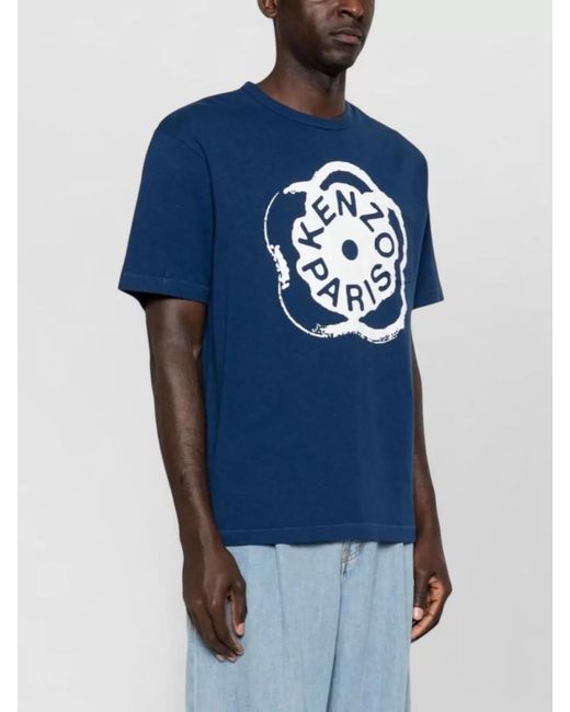 KENZO Blue Silk Nylon Blend T Shirt Round Neck for men