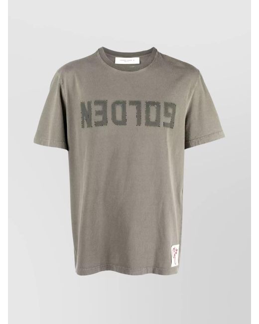 Golden Goose Deluxe Brand Gray Distressed Logo Cotton T-Shirt for men