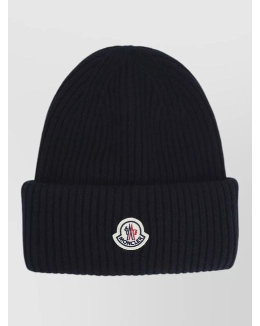 Moncler Blue Ribbed Cashmere Beanie for men