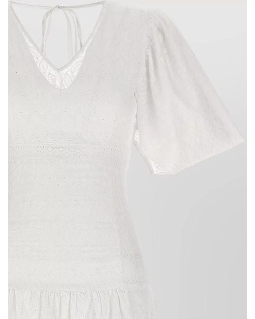 Le twins White Rosellina Dress Eyelet Embroidery Puff Sleeves