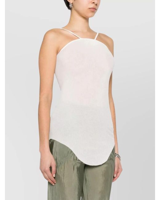 Rick Owens White Ribbed Tank Top