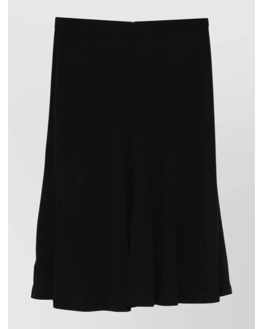 Totême Black Jersey A-Line Pleated Midi Skirt