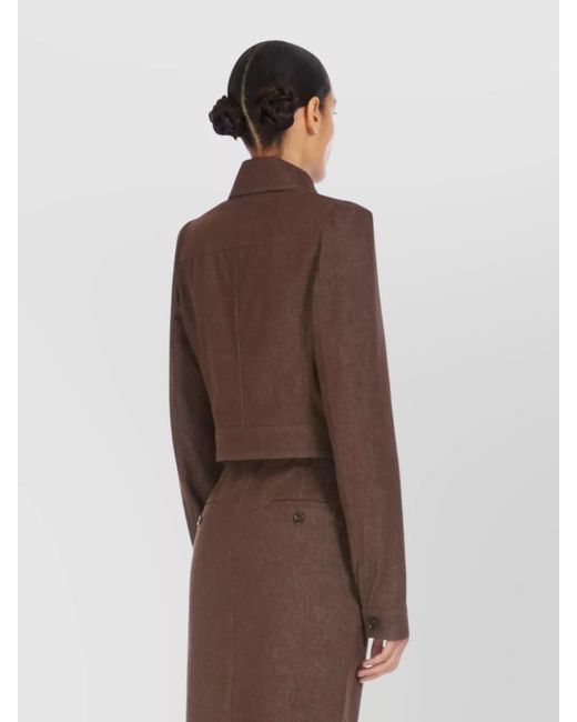 Max Mara Brown Denim Cropped Slim-Fit Single-Breasted Jacket