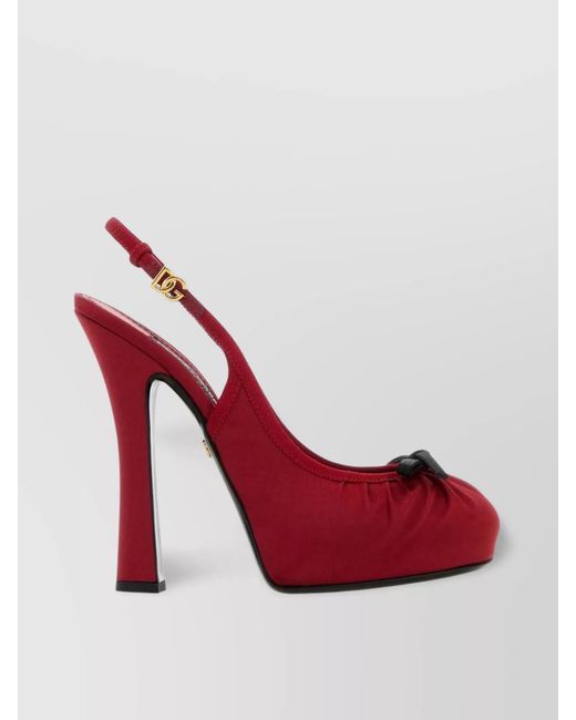 Dolce & Gabbana Red Satin Slingback Pumps