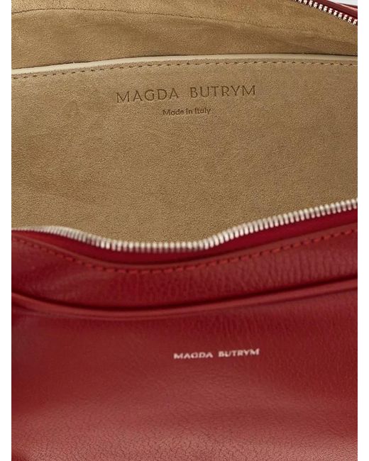 Magda Butrym Red Rose Leather Shoulder Bag