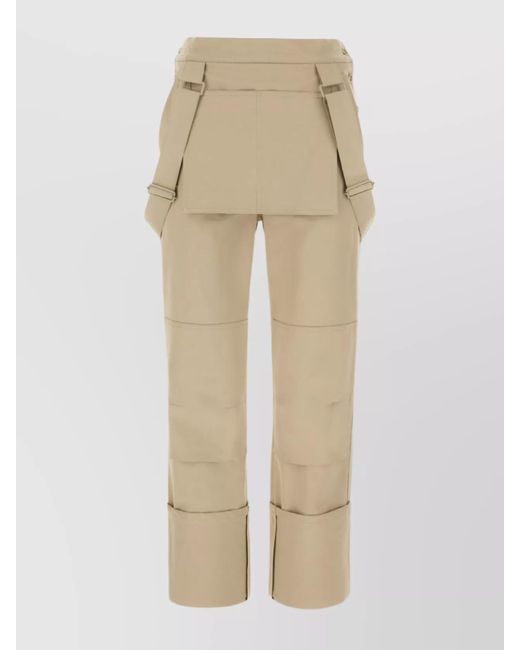 Max Mara Natural Stretch Cotton Pants With Button Detailing And Cuffed Hem