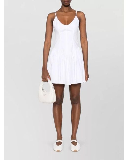 Staud White Ruched Mini Dress Low Rise Straps