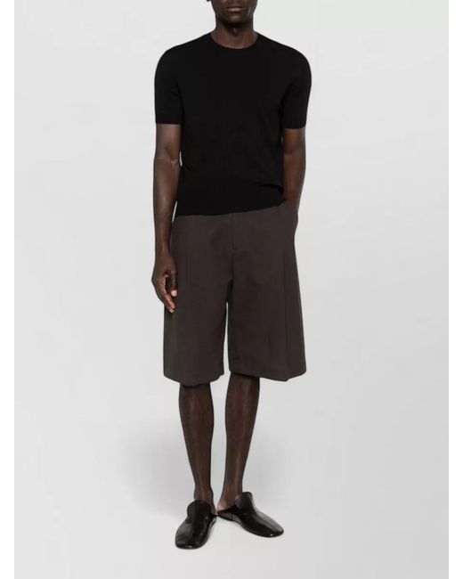 AMI Black Short-Sleeve Crew-Neck Jumper for men