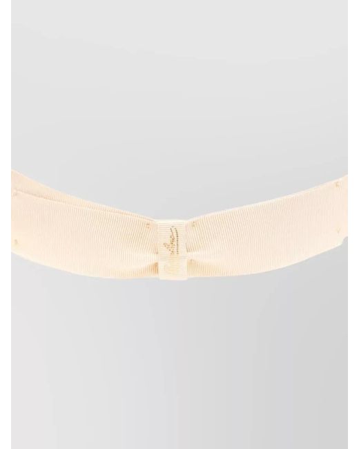 Borsalino White Monica Straw Hat Grosgrain Ribbon Crown