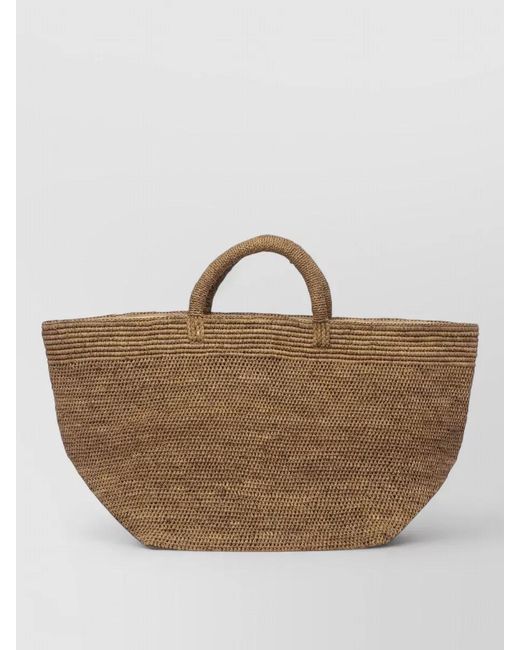 IBELIV Brown Woven Tote Bag Two Top Handles