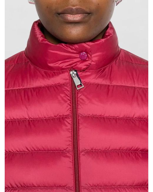Moncler Red Short Down Jacket High Collar