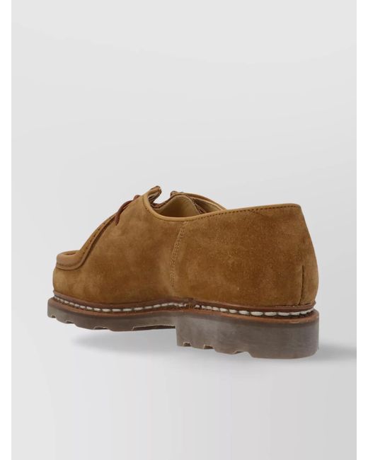 Paraboot Brown Lace-Up Shoes With Round Toe And Stitch Detailing for men