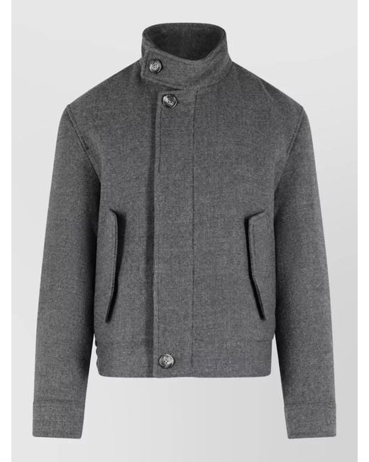 AMI Gray Virgin Wool Single-Breasted Coat for men