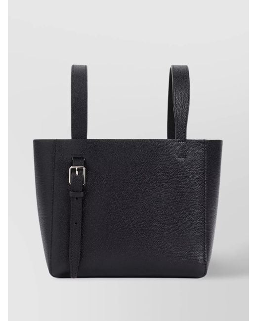 Valextra Black Mini Bucket Bag External Pocket