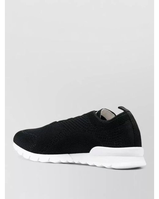 Kiton White Sneakers Round Toe Calfskin Cotton Blend for men
