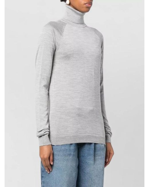ARMARIUM Gray High Neck Virgin Wool Silk Sweater
