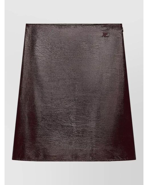 Courreges Brown High Waist Knee Length Vinyl Skirt