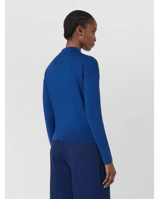 Max Mara Blue Ribbed Slim-Fit Wool Cardigan