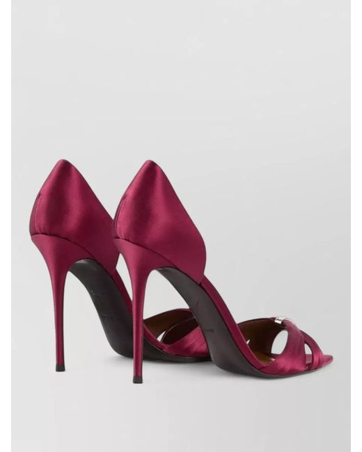 Giuseppe Zanotti Red Lienn Satin Pumps Rhinestone Open Toe