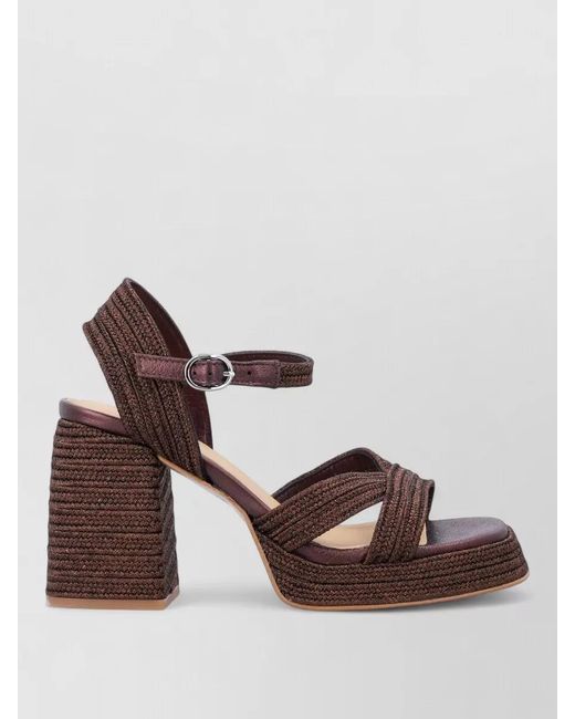 Castaner Brown Valle Sandals Chunky Heel Open Toe