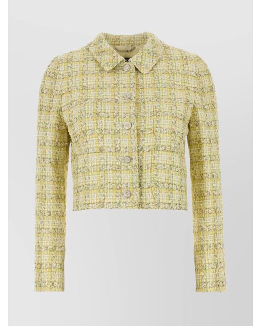 Versace Metallic Tweed Blazer With Button Cuffs And Cropped Length