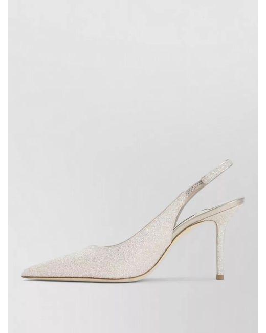 Jimmy Choo Natural Lace Pumps Glitter Pointed Toe Slingback Stiletto