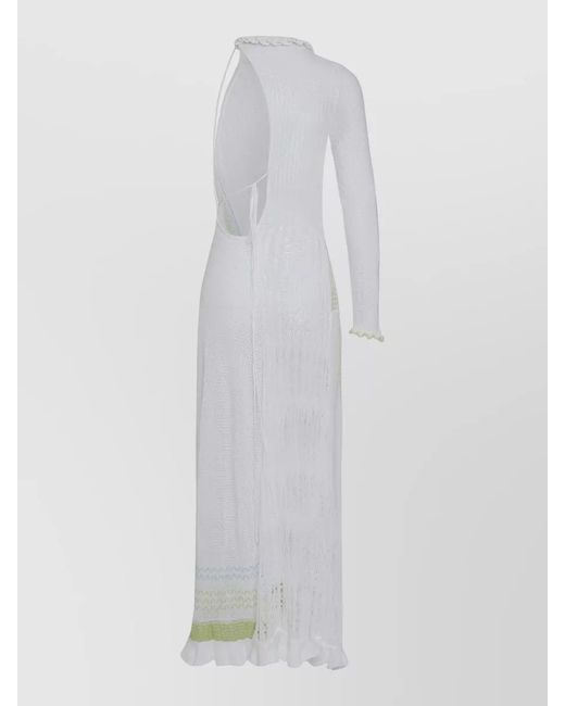 Roberta Einer White Cotton Long-Sleeve Fitted Maxi Dress