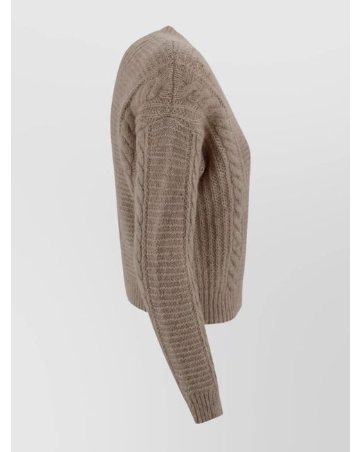 Max Mara Natural Cable-Knit Alpaca-Blend Boxy Jumper
