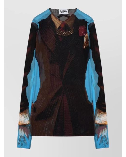 Jean Paul Gaultier Black Long Sleeve Crew Neck Graphic Top