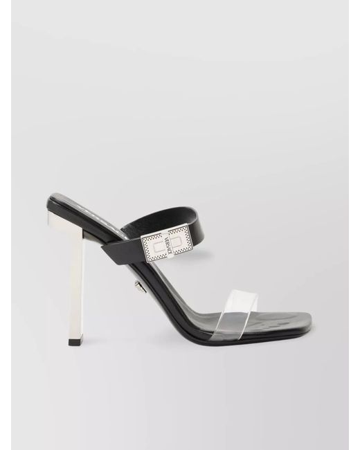 Versace Multicolor Leather Logo-Plaque High-Heel Sandals