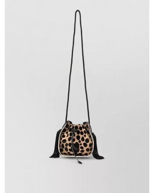 Forte_forte White Leather Leopard-Print Mini Bucket Bag
