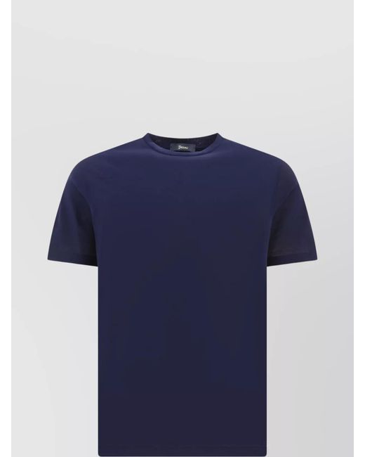 Herno Blue Cotton Ribbed Crew Neck Short Sleeve T-Shirt for men