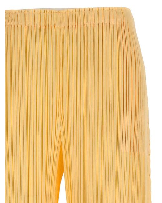 Pleats Please Issey Miyake Yellow Mellow Pleats Wide-Leg Trousers