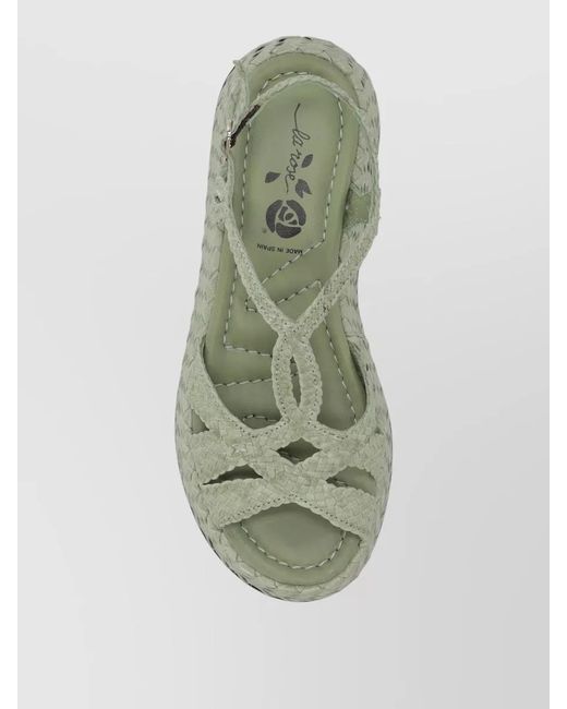 LA ROSE Green Maui Platform Sandal Wooden Sole Slingback