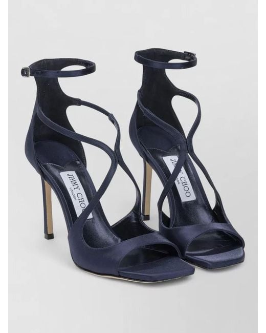 Jimmy Choo Blue Azia 95Mm Ankle Strap Strappy Sandals