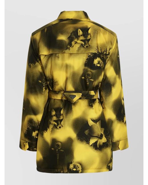 Prada Yellow Re-Nylon Belted Waist Parka for men