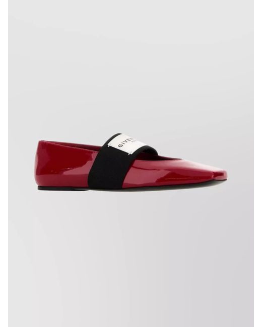 Givenchy Red Patent Leather Pointed Toe Ballerina Shoes