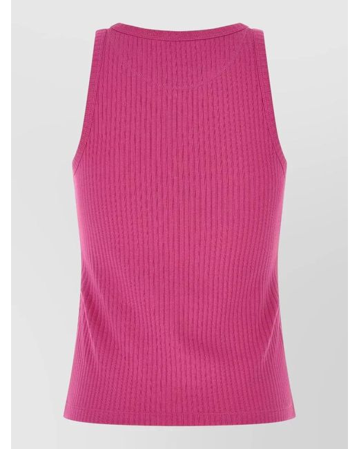 Marni Pink Cotton Logo Patch Tank Top