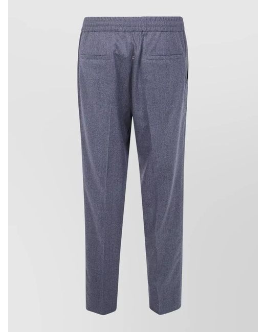 Brunello Cucinelli Blue Virgin Wool Pleated Regular-Fit Straight-Leg Trousers for men