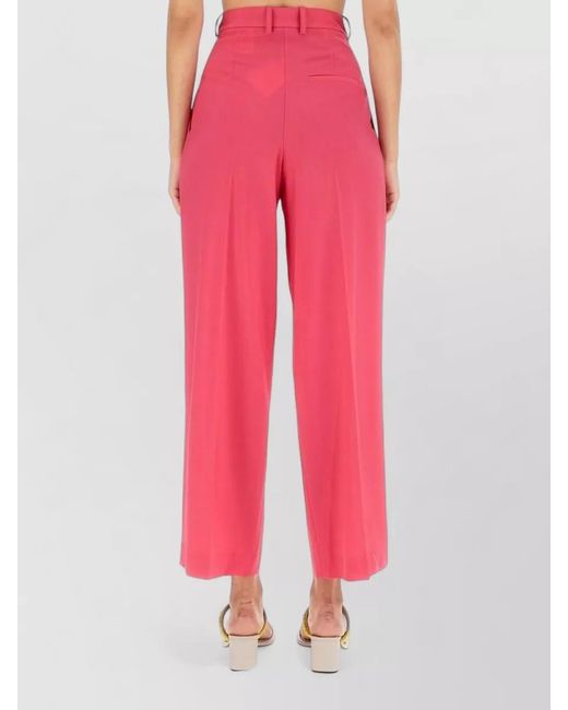 Alysi Pink Wool Pants Belt Loops Pleated Regular Fit