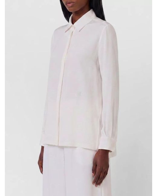 Max Mara White Silk Crepe De Chine Long Sleeve Shirt