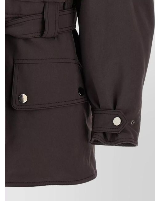 ANDAMANE Black Xandra Jacket Belted Waist Buttoned Cuffs Epaulettes
