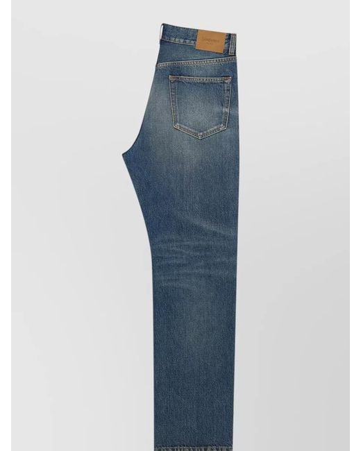 Saint Laurent Blue Mid Rise Straight Leg Denim Jeans for men