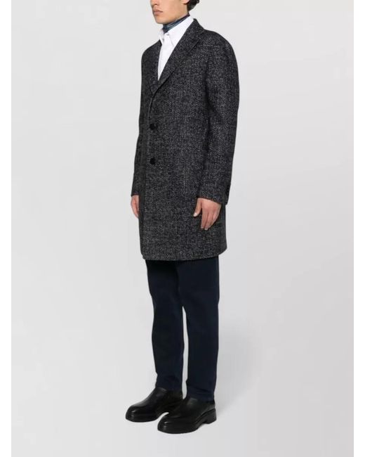 Tagliatore Black Single-Breasted Coat for men