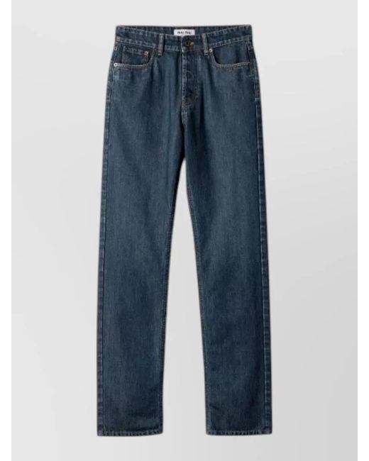 Miu Miu Blue Denim Straight-Leg Trousers