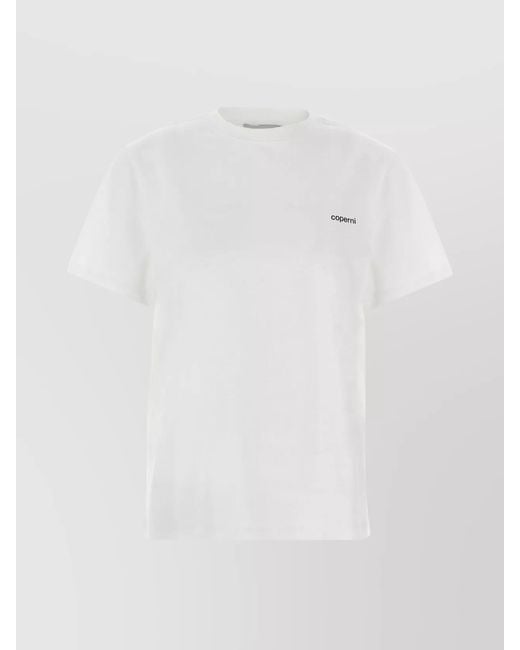 Coperni White Organic Cotton Logo-Print Ribbed Crew-Neck Short-Sleeve T-Shirt